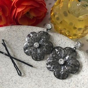 metal floral earrings